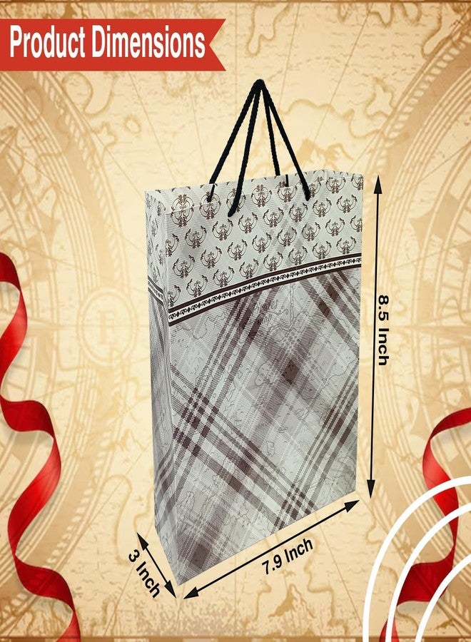 Aakriti Designer Paper Gift Bags Pack of 25 | 8.5 x 7.9 x 3 Inch | Elegant Beige & Brown Pattern | Reusable Bags with Handles for Weddings, Parties, Return Gifts & Boutique Packaging - Image 2